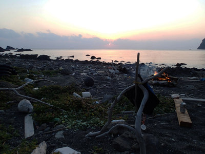 富戸の浜 夕陽 キャンプ