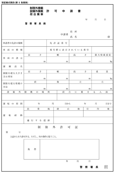 制限外積載許可申請書